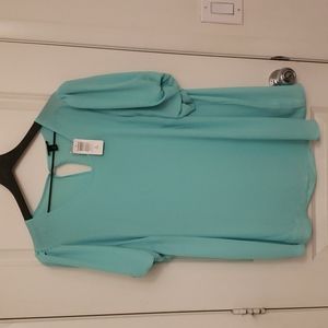 Torrid Sz 2 Aqua Balloon Short Sleeve Blouse NWT
